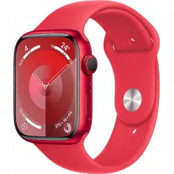 Apple Watch Series 9 (2023), GPS+CELL, 45 mm, Gesto de doble toque, Caja aluminio roja, Correa deportiva (PRODUCT)RED, Talla S/M