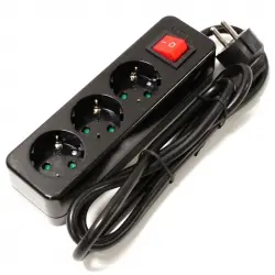 Bematik Regleta 3 Tomas Schuko con Interruptor 16A 230V 1.5m Negra
