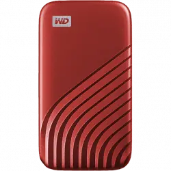 Disco duro SSD externo 1 TB - WD My Passport SSD, Portátil, Lectura 1050 MB/s, USB 3.2, Para Windows y Mac, Rojo