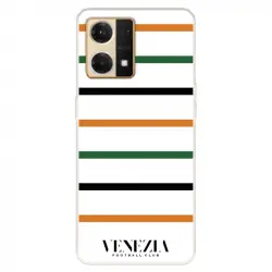 Funda Para Oppo Reno 7 4g Del Venezia Football Club Fondo Blanco Rayas - Licencia Oficial Venezia Football Club
