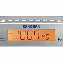 Radio despertador - Sangean RCR-5, AM/FM, Temporizador de alarma dual, Blanco
