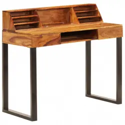 VidaXL Escritorio de Madera Maciza de Sheesham y Acero 110x50x94cm