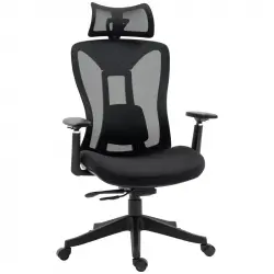 Vinsetto Silla De Oficina De Malla Reposacabezas Ajustable 70x66x120-128cm Negro