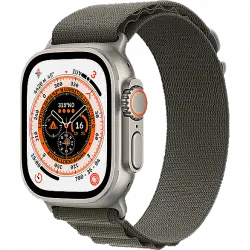 APPLE Watch Ultra (2022), GPS + Cellular, 49 mm, Caja de titanio, Cristal zafiro, Correa Loop Alpine en Talla M color Verde