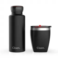 Cloen Botella de Agua Térmica con Vaso 500ml Negra