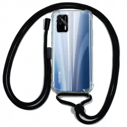 Cool Funda Transparente con Cordón Negro para Realme GT 5G