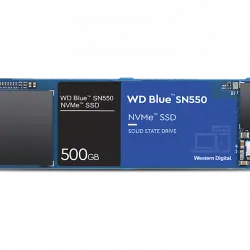 Disco duro SSD interno 500 GB - Western Digital Blue SN550 NVMe, 3D NAND, Lectura 2400 MB/s, Azul