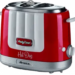 Máquina hot dogs - Ariete Hot Dog Maker Party Time, 650 W, Para 2 sándwiches y perritos calientes, Rojo