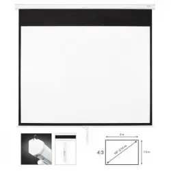 Pantalla De Proyeccion Manual De 100 Pulgadas Fonestar, Adaptable A Pared O Techo, Tela Blanca Mate