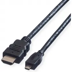 Value Cable HDMI Tipo A/D de Alta Velocidad con Ethernet Macho/Macho 2m Negro