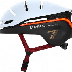 Casco - Livall EVO21, L (57 61 cm), Para patinete y bici, SOS, Luz de posición freno, Iluminación 360, Intermitentes Resistente a lluvia, Blanco