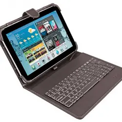 Funda con teclado - Silver HT 19160, Para tablet de hasta 10.4", microUSB, negro, función