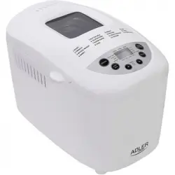 Panificadora Automática, Programable, 15 Programas Cocción, Dos Cuchillas Amasado, Temporizador Blanco 850w Adler Ad6019