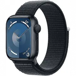 Apple Watch Series 9 (2023), GPS, 41 mm, Gesto de doble toque, Caja aluminio medianoche, Correa Sport Loop medianoche