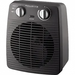 Calefactor - Rowenta Compact Power SO2210, Hasta 2000W, Motor Dual, 2 Velocidades, Función Silence, aire frío, Anticongelante, Negro