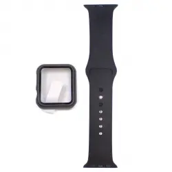 Friendly License - Correa De Silicona + Protector De Pantalla Para Apple Watch 42/44/45 Mm Negro