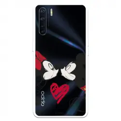 Funda Para Oppo A91 Oficial De Disney Mickey Y Minnie Beso - Clásicos Disney