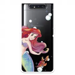 Funda Para Samsung Galaxy A80 Oficial De Disney Ariel Y Sebastián Burbujas - La Sirenita