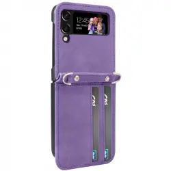 Funda Para Samsung Galaxy Z Flip 4 Funda De Piel Para Hombro Funda Versátil Lila