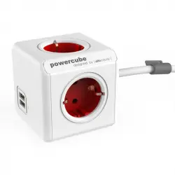 PowerCube Extended USB 4 Tomas + 2 USB 1.5m Rojo