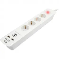 TM Electron Regleta 4 Tomas + 2 USB con Protección Blanco