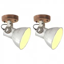 VidaXL Pack 2 Focos de Pared Industriales E27 Plata