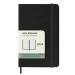 Agenda anual 2024 Moleskine Pocket semana vista horizontal tapa dura Negro