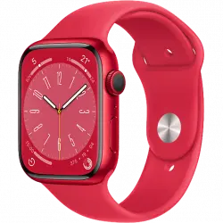 APPLE Watch Series 8 (2022), GPS+CELL, 45 mm, Caja de aluminio, Vidrio delantero Ion-X, Correa deportiva (PRODUCT) RED