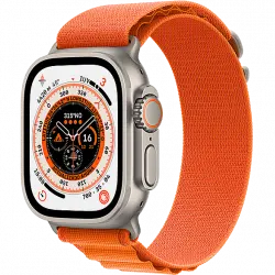 APPLE Watch Ultra (2022), GPS + Cellular, 49 mm, Caja de titanio, Cristal zafiro, Correa Loop Alpine en Talla S color Naranja