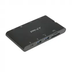 PNY A-2UF-2TC-K01-RB Mini Dock Portátil USB-C a HDMI/VGA/RJ-45/2x USB-A 3.1/2x USB-C PD 100W