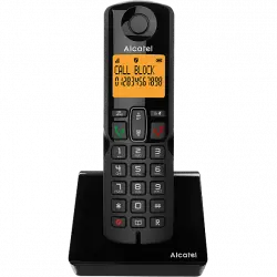 Teléfono - Alcatel S280 Single, Inalámbrico, Bloqueo de llamadas, Agenda para 50 contactos, Manos libres, Negro y azul