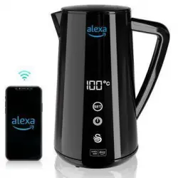 Alexa Hervidor Agua Eléctrico Inteligente Wifi Smart Kettle 1,5l Inalámbrico Control Táctil Led Negro 1800w Swan Sk14650blkneu