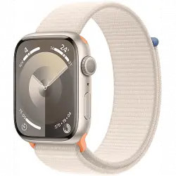 Apple Watch Series 9 (2023), GPS, 45 mm, Gesto de doble toque, Caja aluminio blanco estrella, Correa Sport Loop estrella