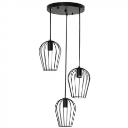 Homcom Lámpara Colgante Estilo Industrial Con 3 Puntos De Luz Ø38x145 Cm Negro