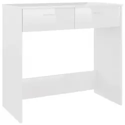 Vidaxl Escritorio De Madera Contrachapada Blanco Brillo 80x40x75 Cm