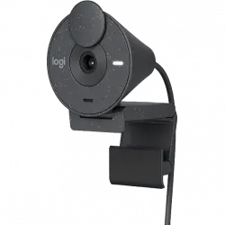 Webcam - Logitech Brio 300, Full HD, Micrófono con reducción de ruido, USB-C, Corrección luz, Windows, Mac, Obturador privacidad, Negro