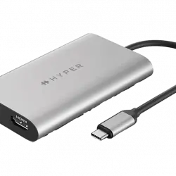 Adaptador HDMI - Hyper HDM1-GL, 2 Puertos, 4K, Para MacBook M1/M2, Plata