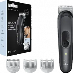 Afeitadora corporal - Braun BodyGroomer 3 BG3340, Para hombres, Peine para zonas sensibles, Autonomía 80 min, Negro