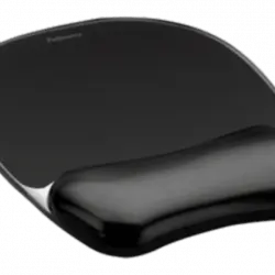 Alfombrilla ratón - Fellowes 9112101, Con reposamuñecas ergo gel-negro transparente, Negro