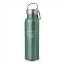 Botella Térmica Runbott Rolling Stone 600ml. Acero Inoxidable Con Doble Capa De Vacío Cerámica. Incluye Mosquetón, Verde