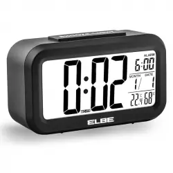 Elbe RD-668-N Reloj Despertador con Termómetro y Humedad