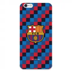 Funda Para Iphone 6 Del Barcelona Escudo Fondo Cuadros - Licencia Oficial Fc Barcelona