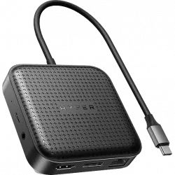 Hub USB/Concentrador - Hyper HD USB4 MOBILE DOCK, 2 Puertos, 1000 Mbit/s, Negro