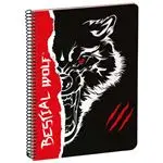 Libreta A5 Busquets cuadrícula 80 hojas Bestial Wolf negro