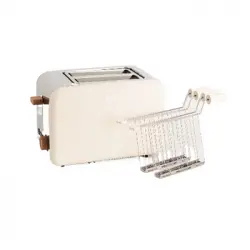 Pack Toast Retro Pequeña Tostadora Para Rebanadas Anchas + 2 Pinzas De Rejilla Para Sándwiches