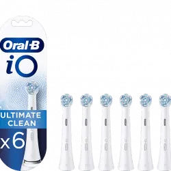 Recambio para cepillo dental - Oral-B iO Ultimate Clean, Pack De 6 Unidades, Blanco