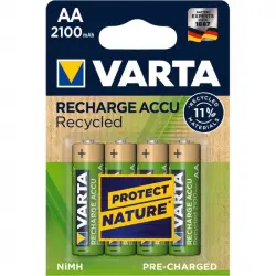 Varta Recharge Accu Recycled Pack de Pilas Recargables AA 2100mAh 4 Unidades