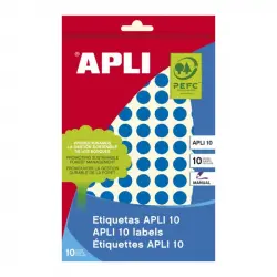 Apli 02731 Etiquetas Adhesivas Circulares 10mm Azul