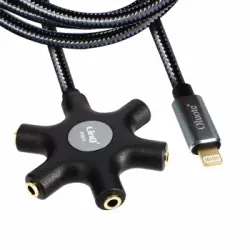 Cable Audio Lightning A 5 Tomas Jack 3.5mm Sonido De Calidad Largo 1,5m Linq