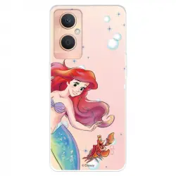 Funda Para Oppo A96 4g Oficial De Disney Ariel Y Sebastián Burbujas - La Sirenita